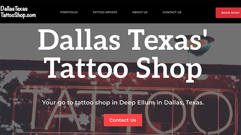 Dallas Texas Tattoo Shop Website Template Preview