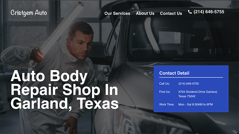 Cristgem Auto Body Shop In Garland, Texas