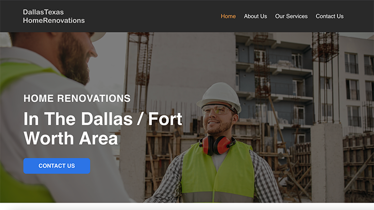 Dallas Texas Home Renovations Website Template Preview