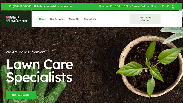 Dallas TX Lawn Care Website Template Preview